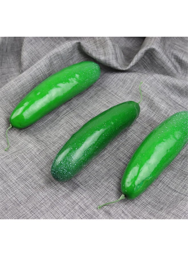 Skyseen 3 Pcs Artificial Lifelike Green Cucumber Fake Vegetable Decoration - Image 1